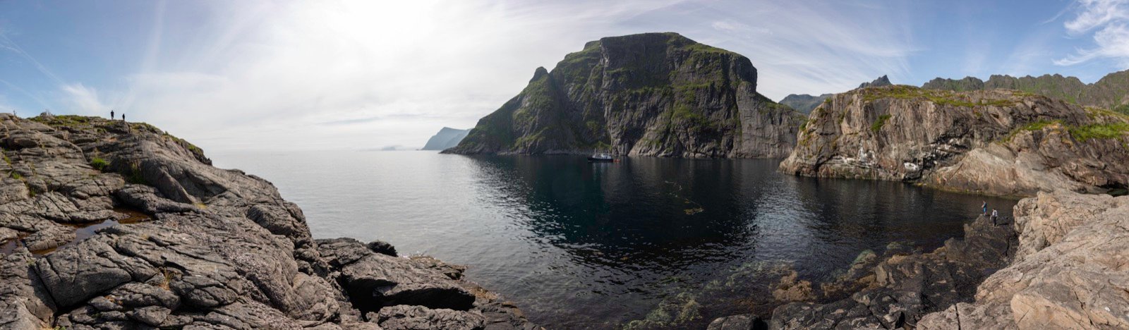 Panoramic view of sea cliffs along the Norwegian coast